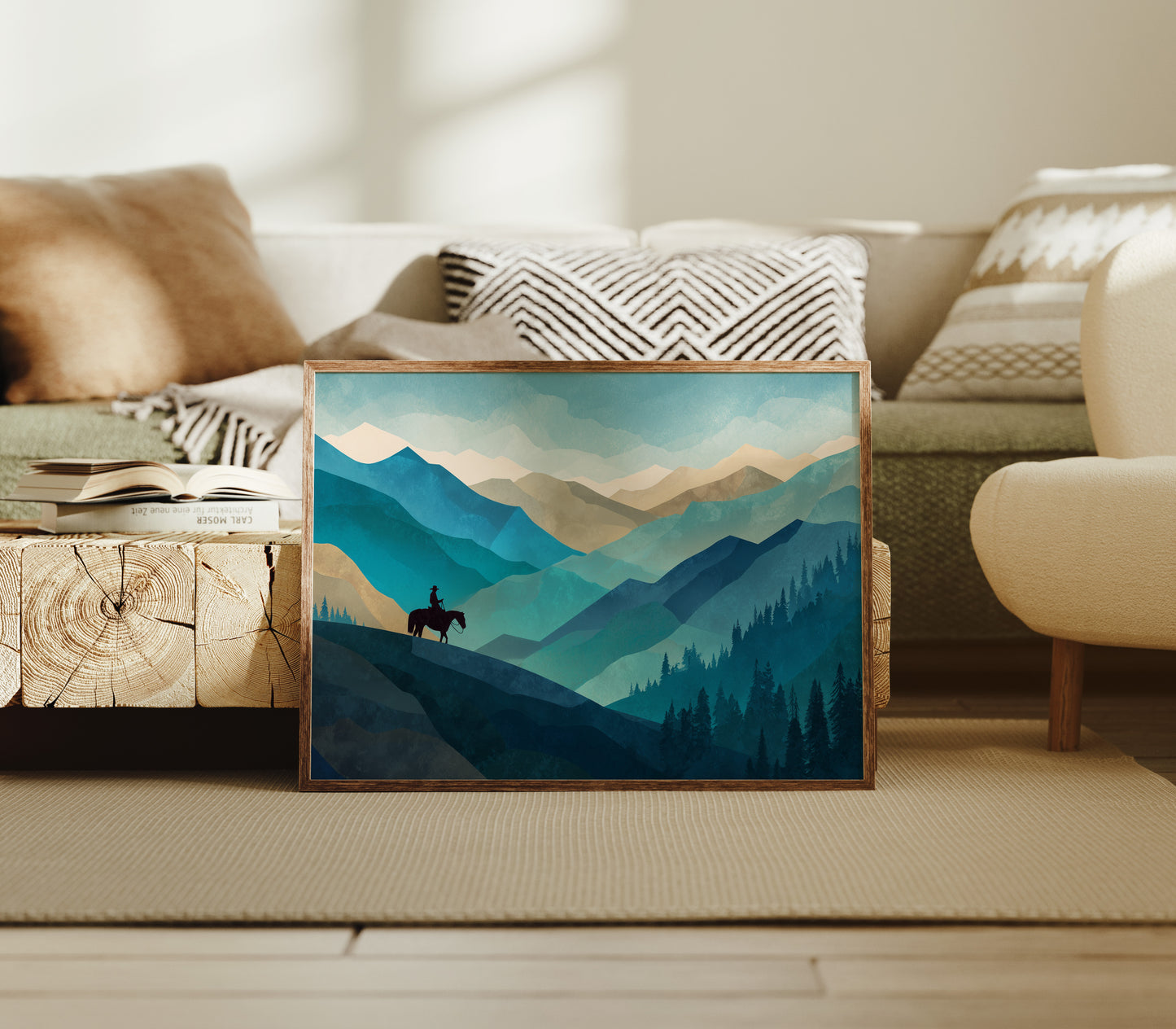 Teal Reverie Across Mountain Waves