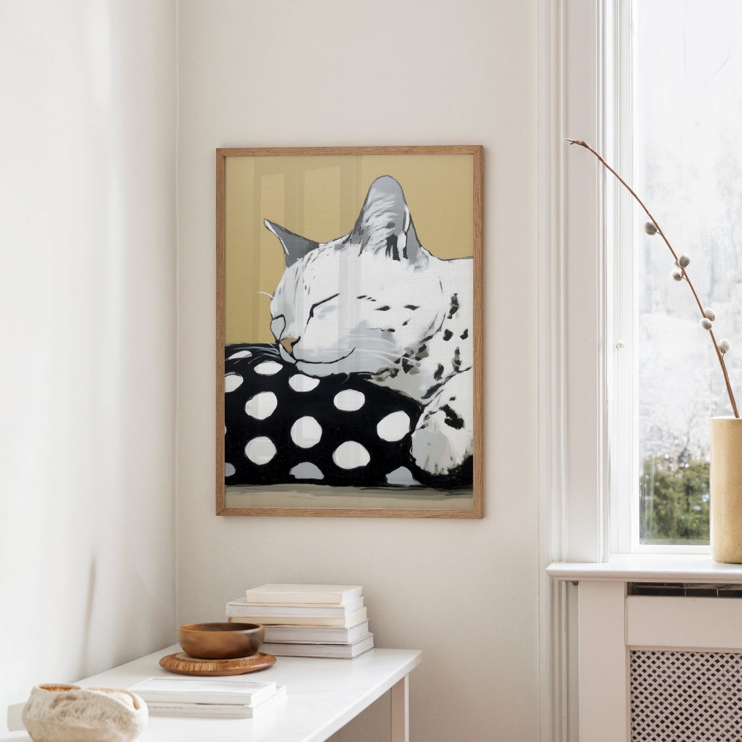 Spotted Comfort: Feline Slumber Portrait