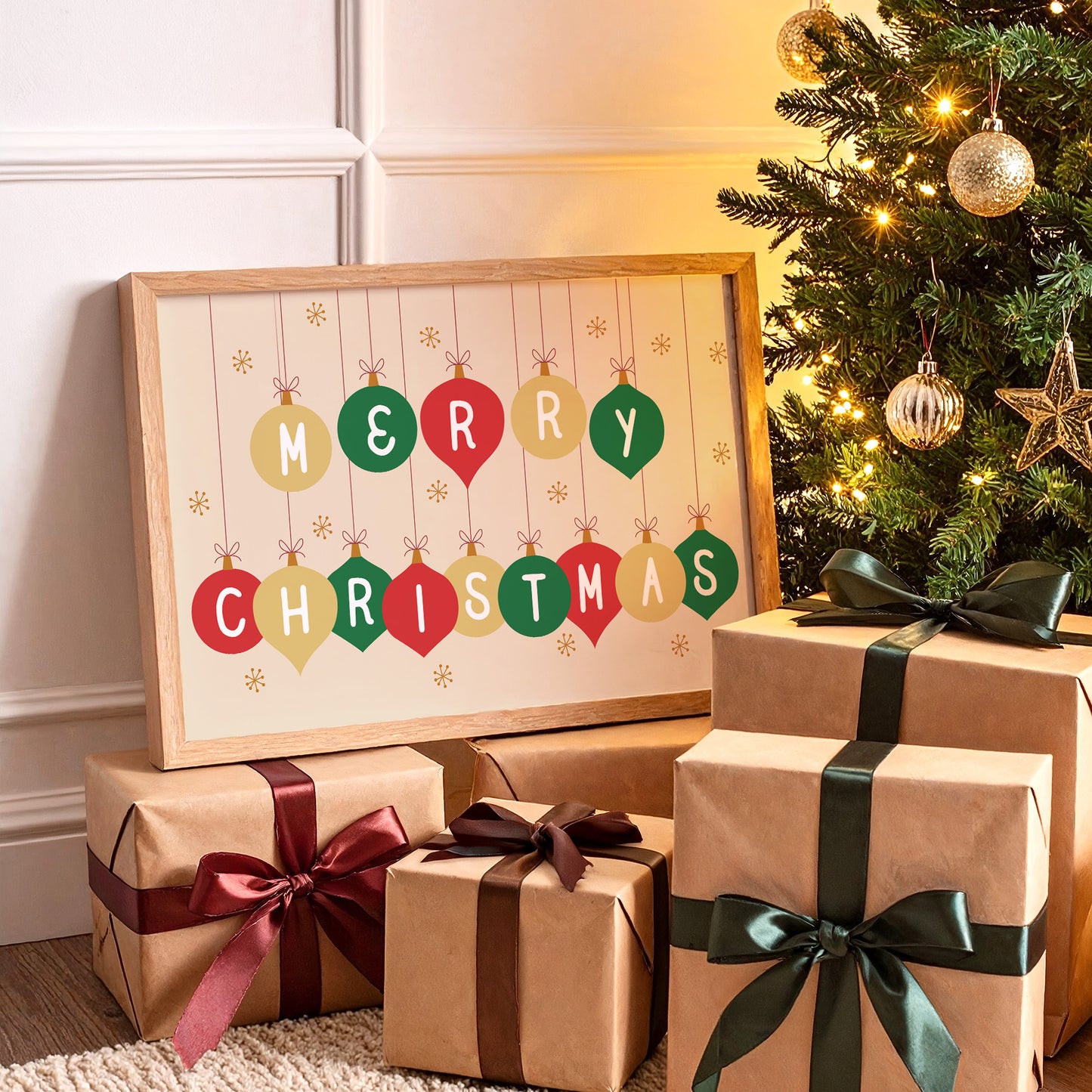 Ornaments Spell Holiday Cheer