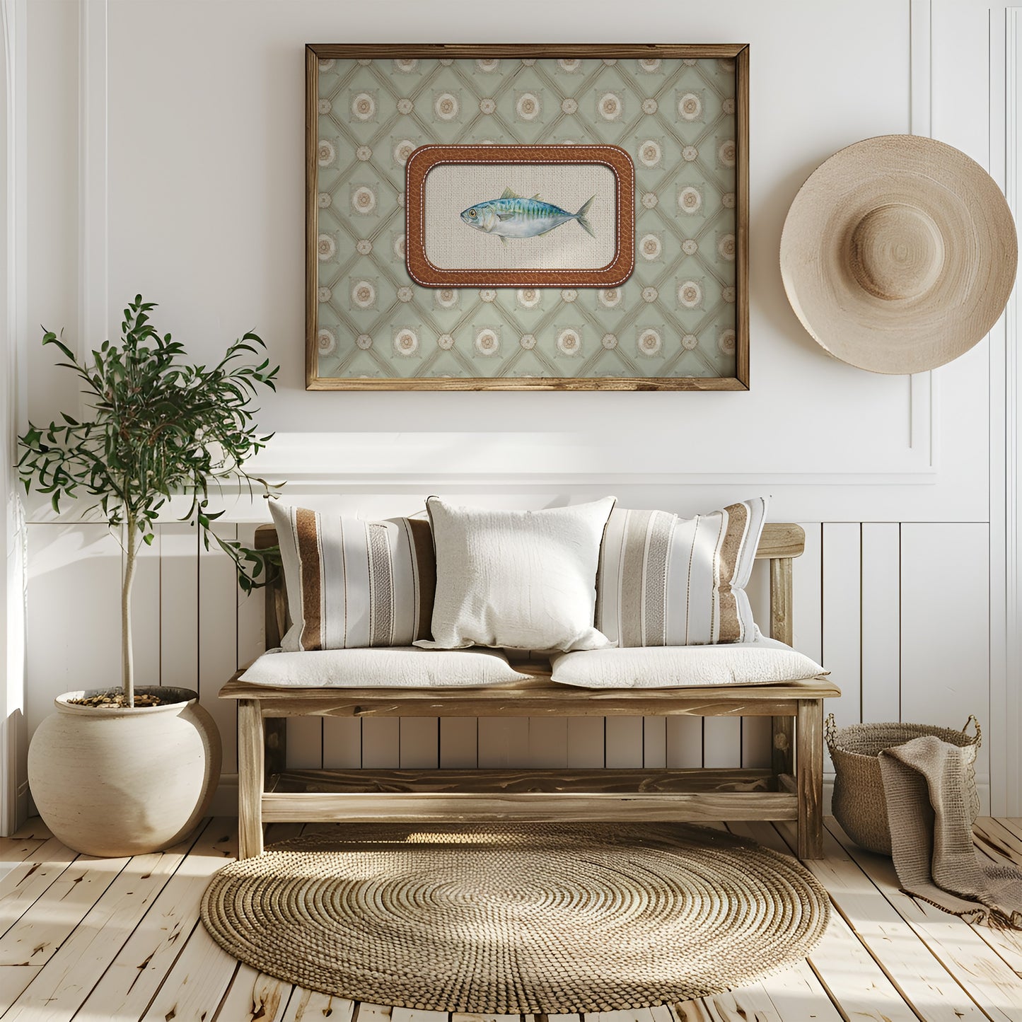 Coastal Memory In Leather Frame