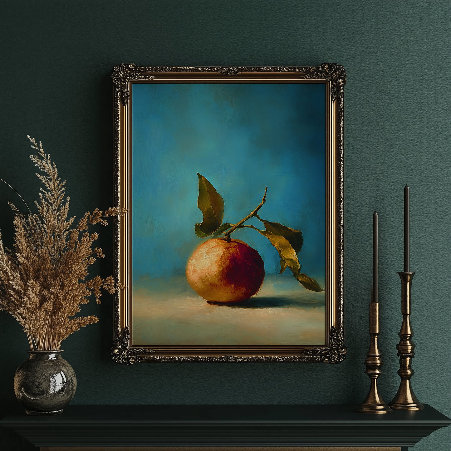 Solitary Peach Against Turquoise Sky