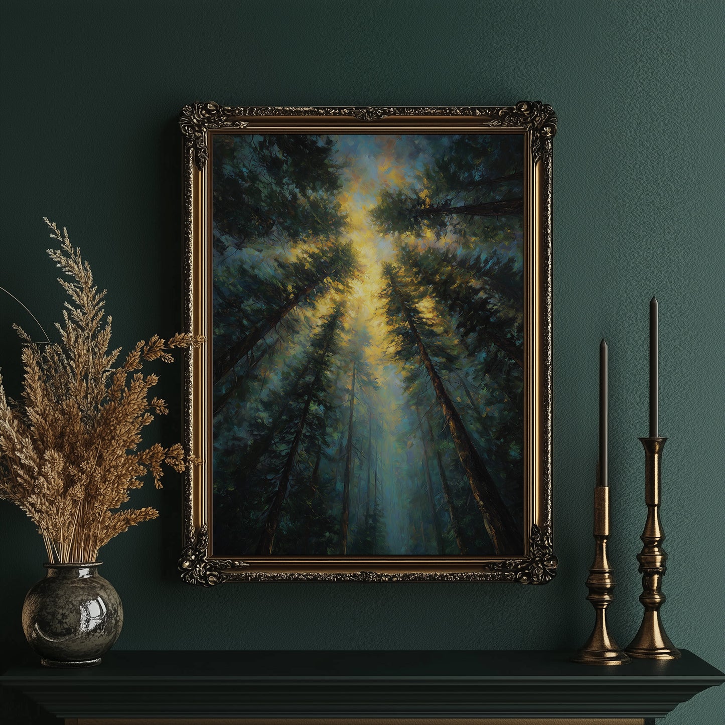Sunbeams Pierce Ancient Forest Canopy
