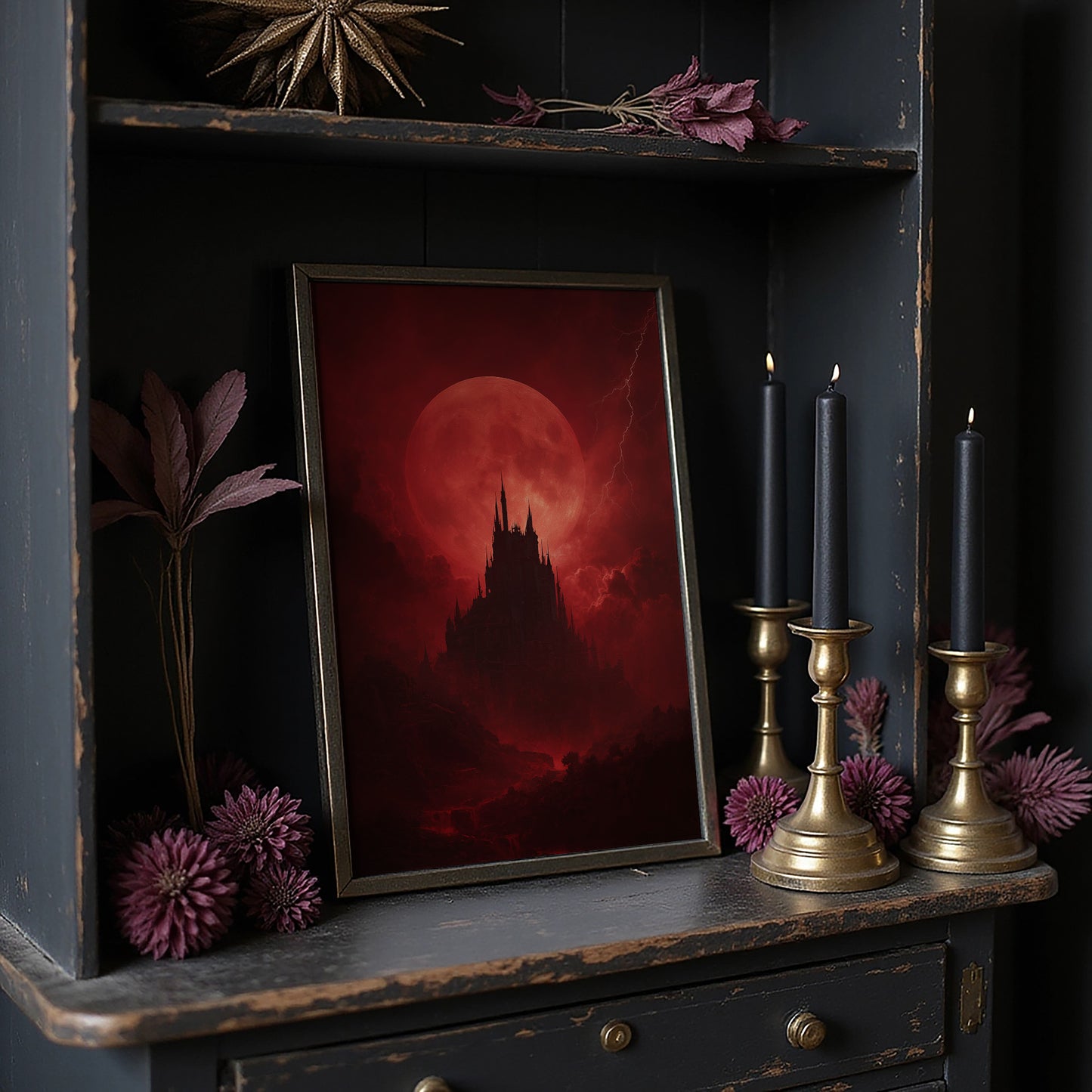 Crimson Castle Under Blood Moon