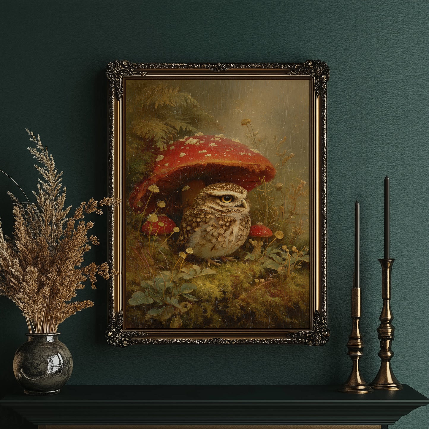 Woodland Sentinel Under Crimson Cap