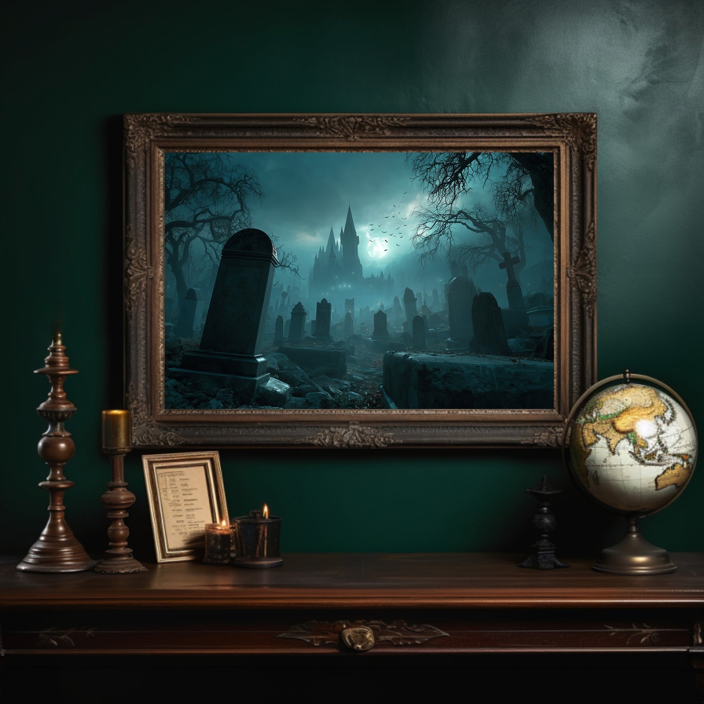 Moonlit Spires Beyond Ancient Graves