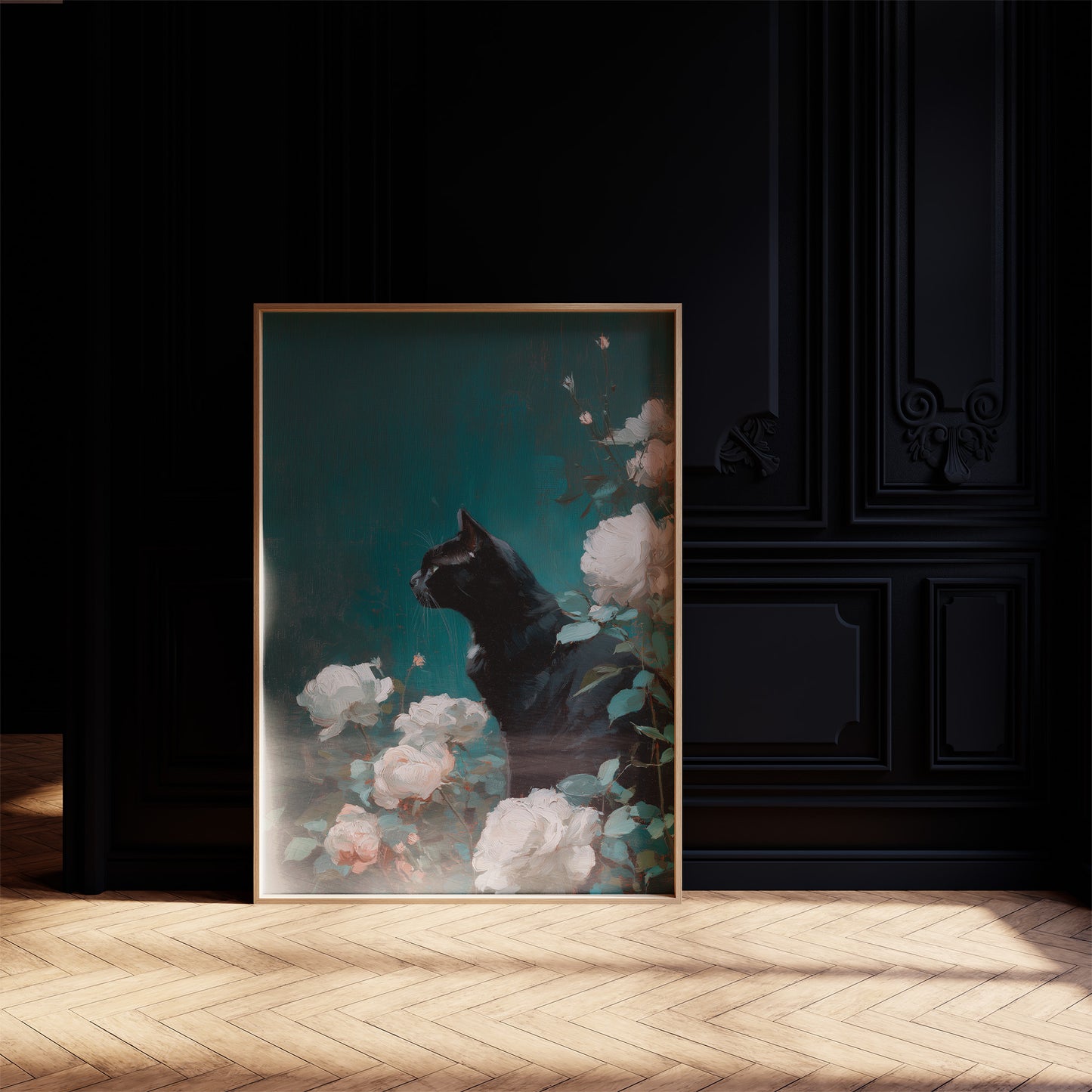 Midnight Prowl Among Pale Blooms