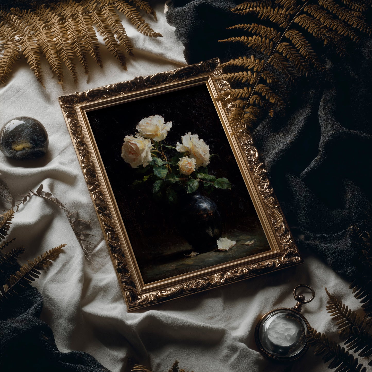 Pale Blooms Against Midnight Walls