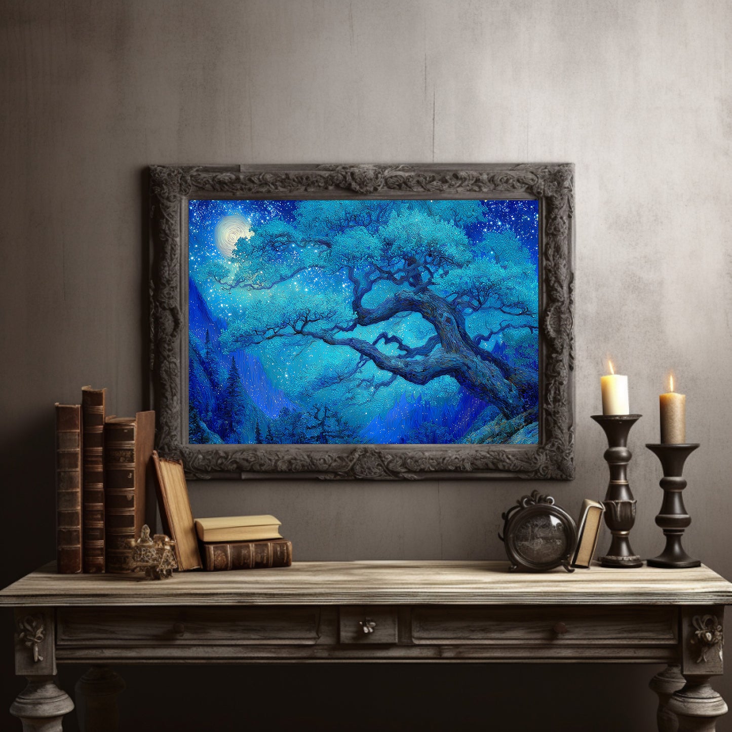 Sapphire Oak Under Celestial Light