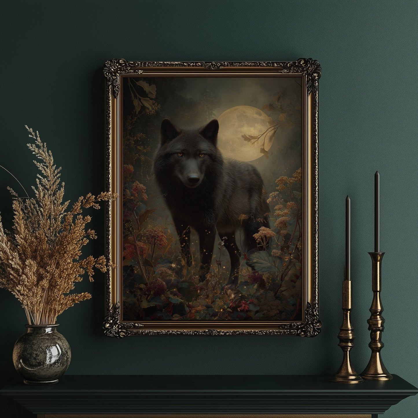 Midnight Hunter Under Autumn Moon