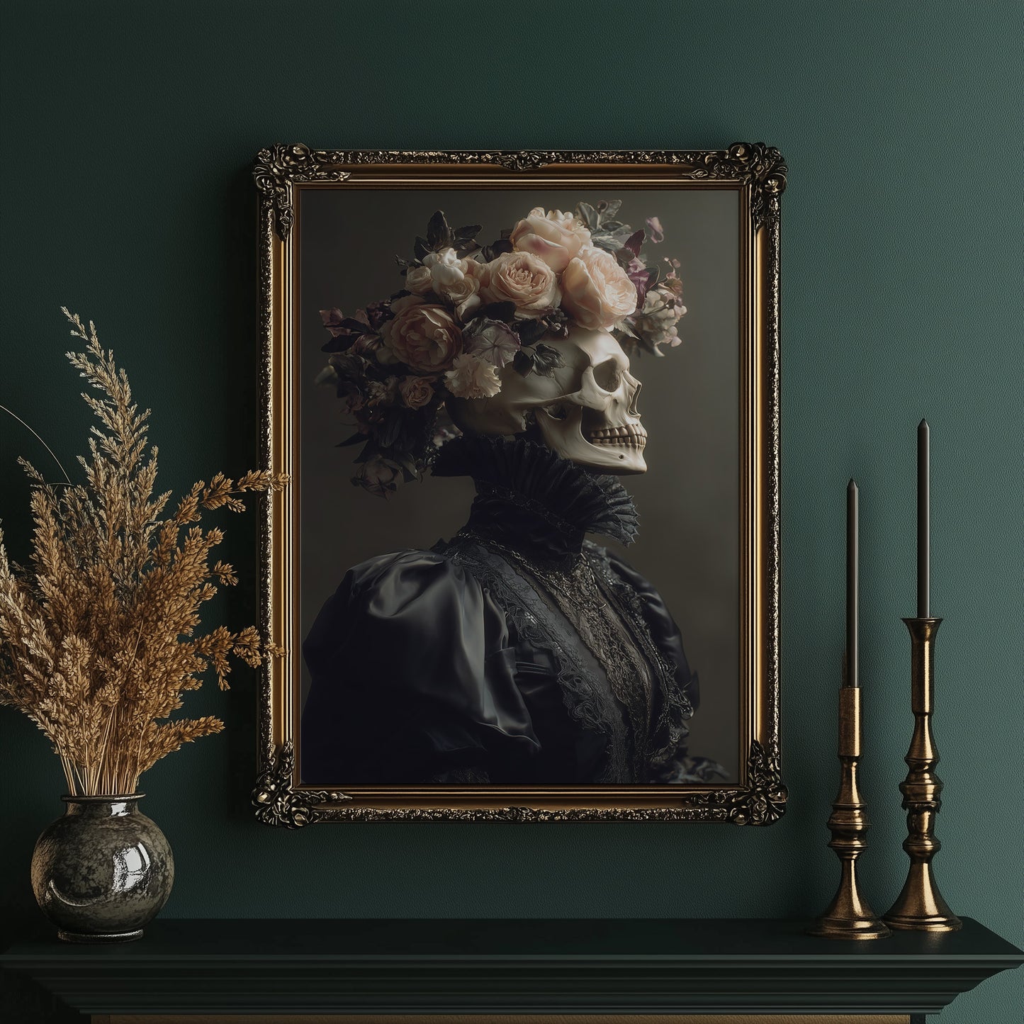 Blush Roses Crown Mortality's Frame