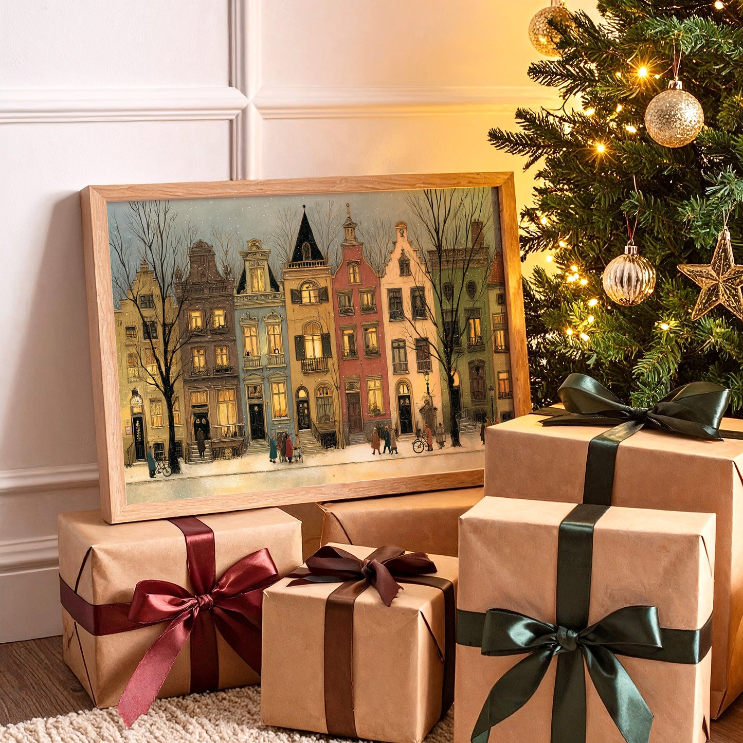 Twilight Gathering Along Cobbled Streets