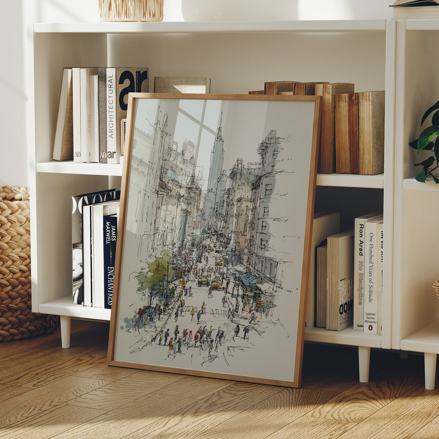 Metropolitan Pulse: Ink and Watercolor Cityscape
