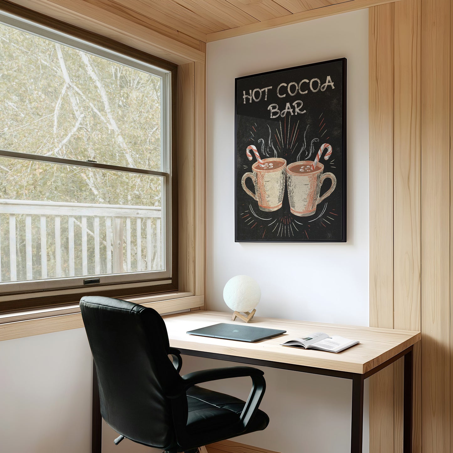 Chalkboard Comfort: Steaming Mugs Await