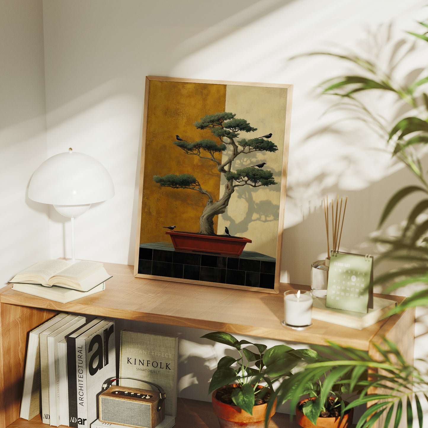 Birds Rest On Ancient Bonsai Branches