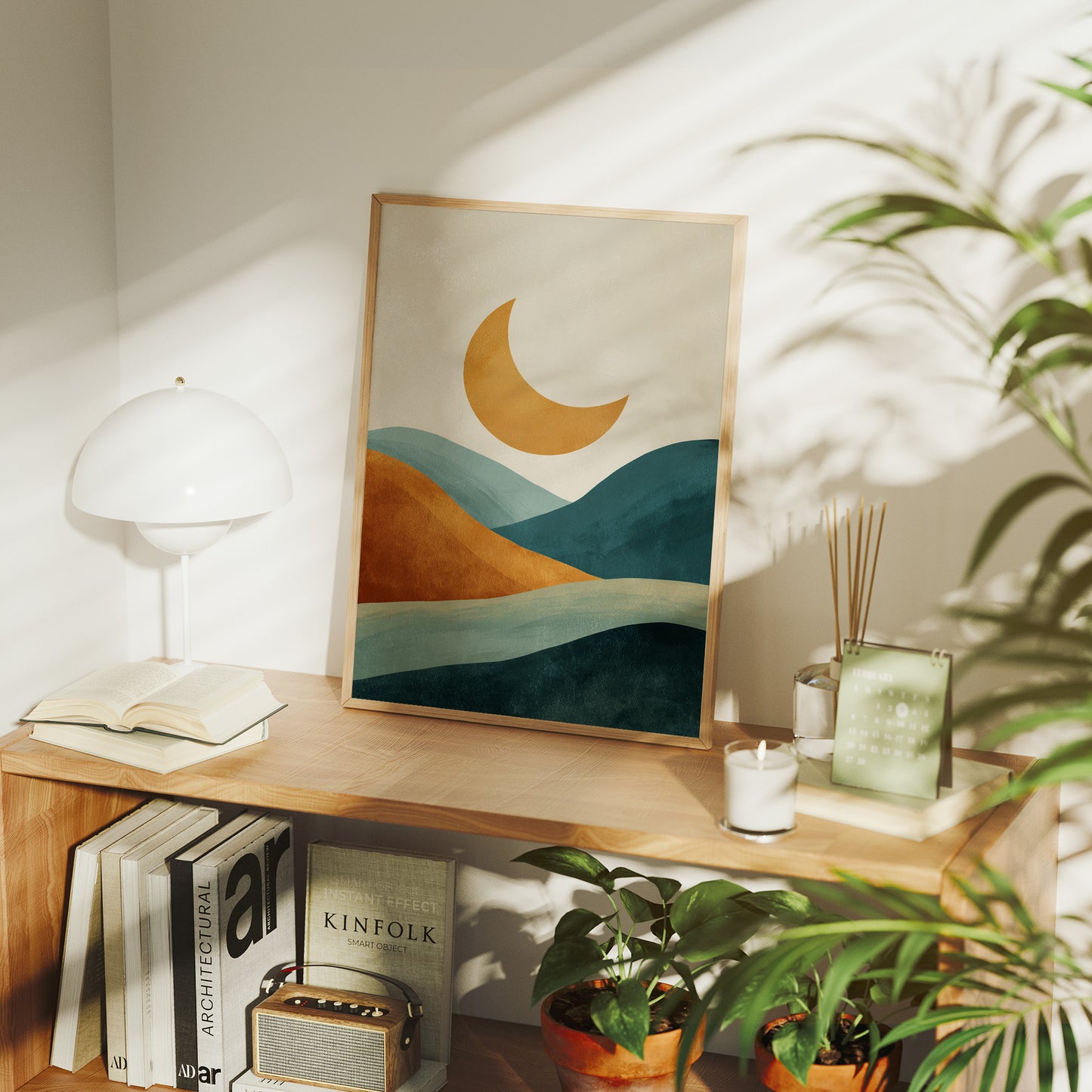 Golden Moon Rides Forest Waves