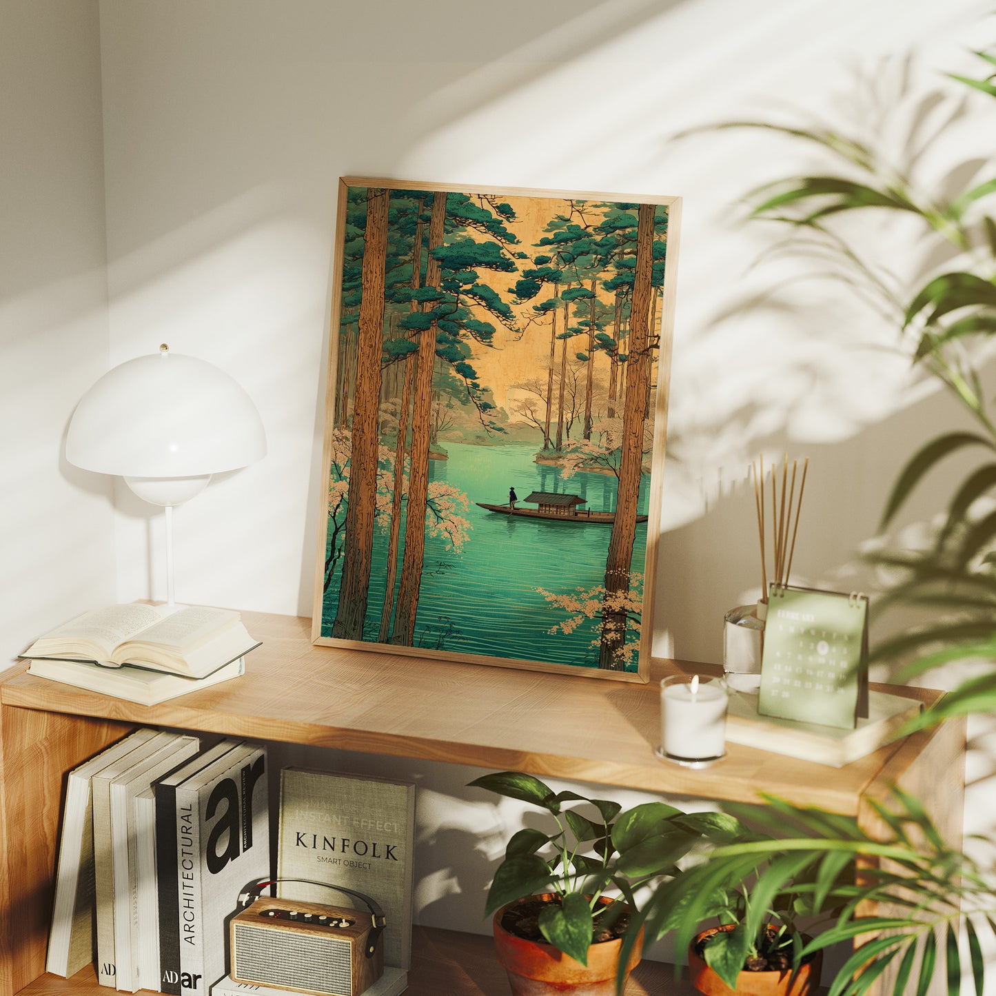 Tranquil Waters Between Sacred Pines