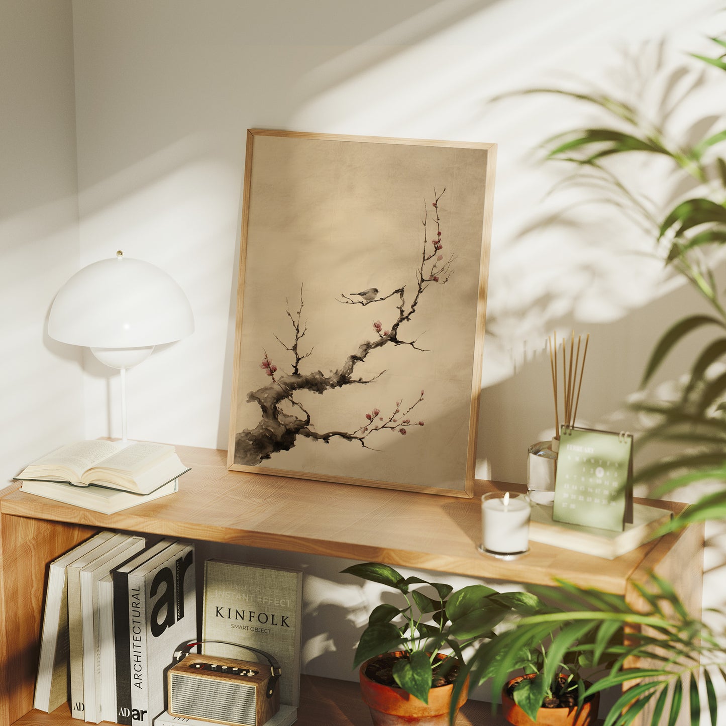 Small Birds Rest On Cherry Blossoms