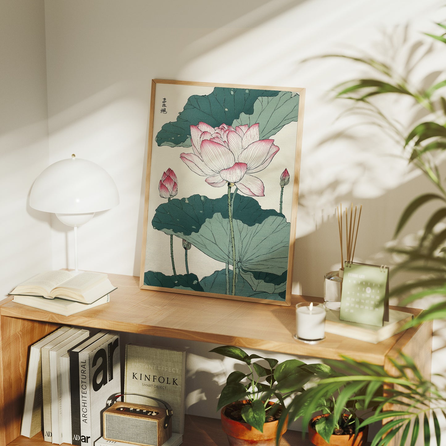 Lotus Blooms Between Library Lines