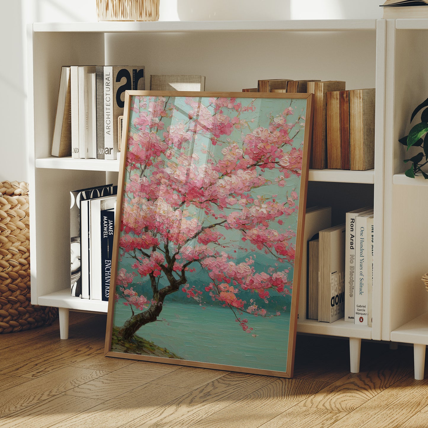 Cherry Blossoms Dance In Turquoise Light