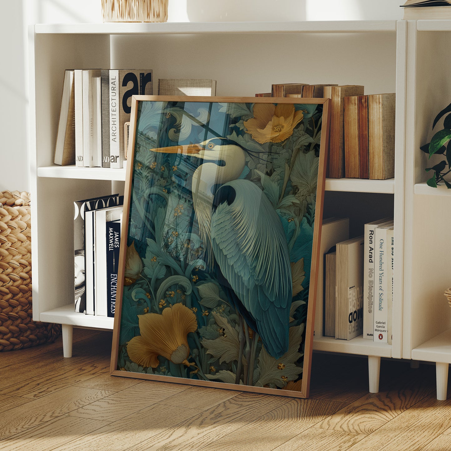 Heron Among Golden Poppies