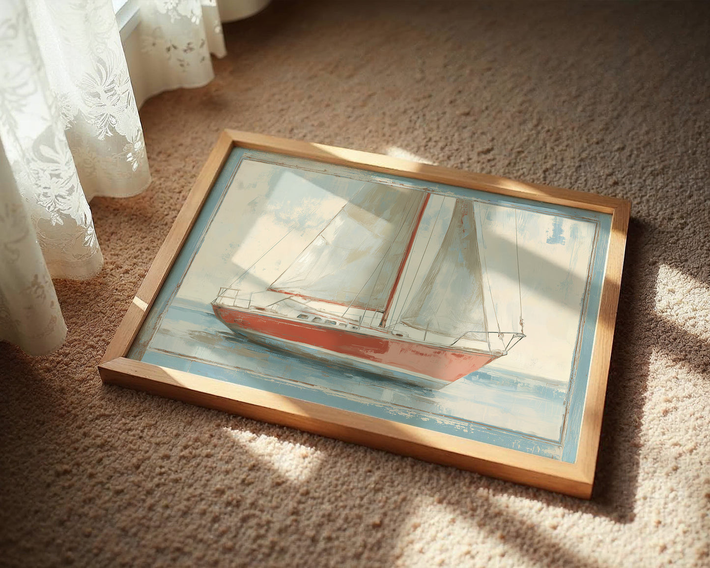 Crimson Sails On Tranquil Waters