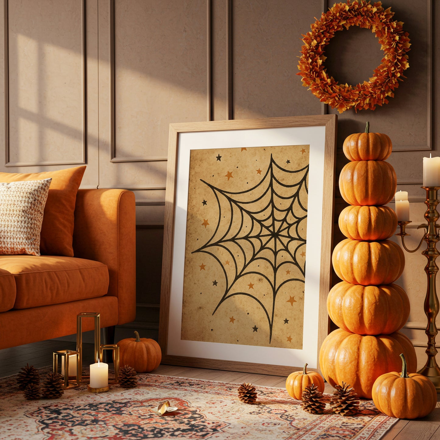Starlit Webs On Vintage Parchment