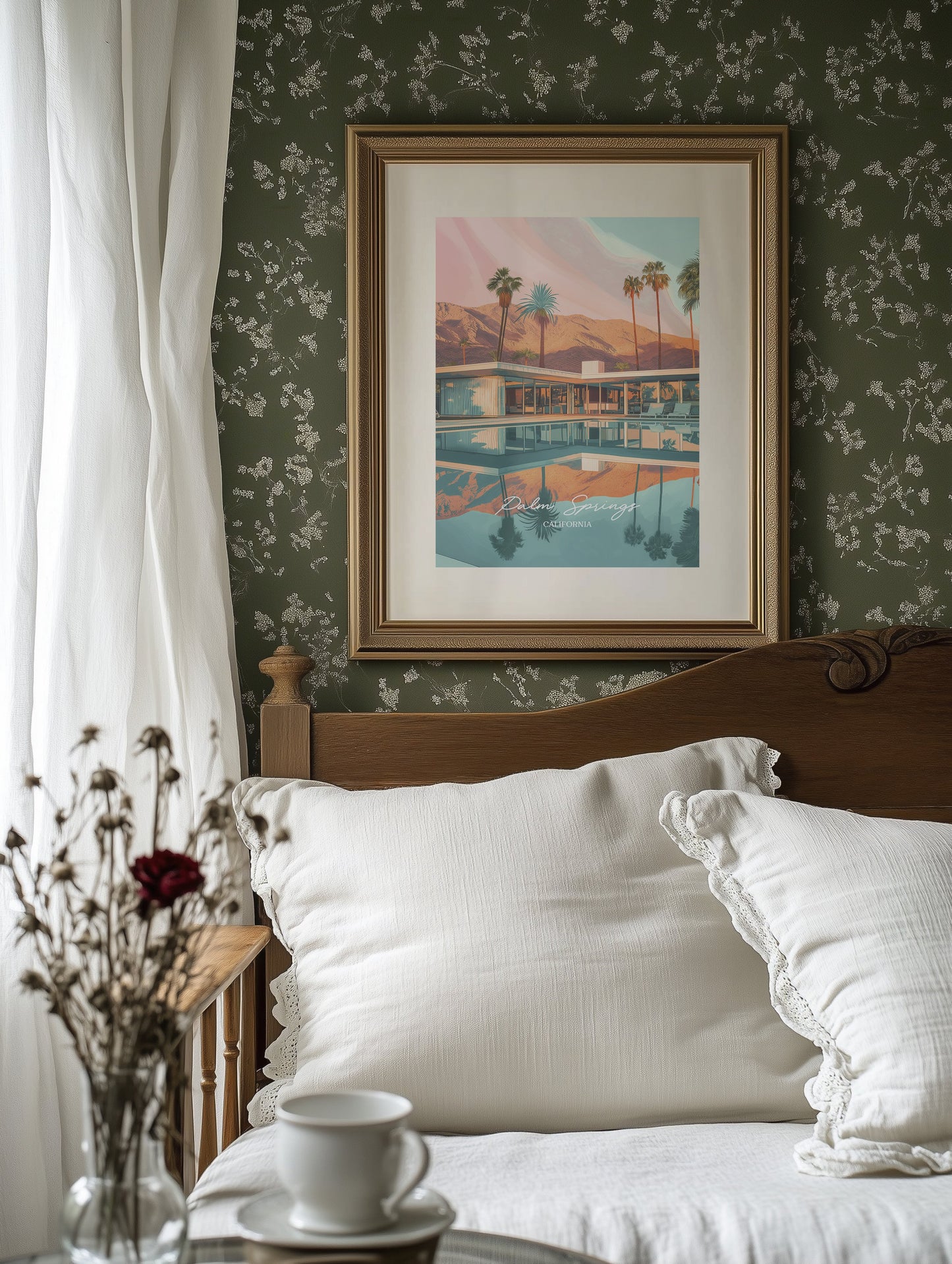 Desert Oasis Mirrors Mountain Glow