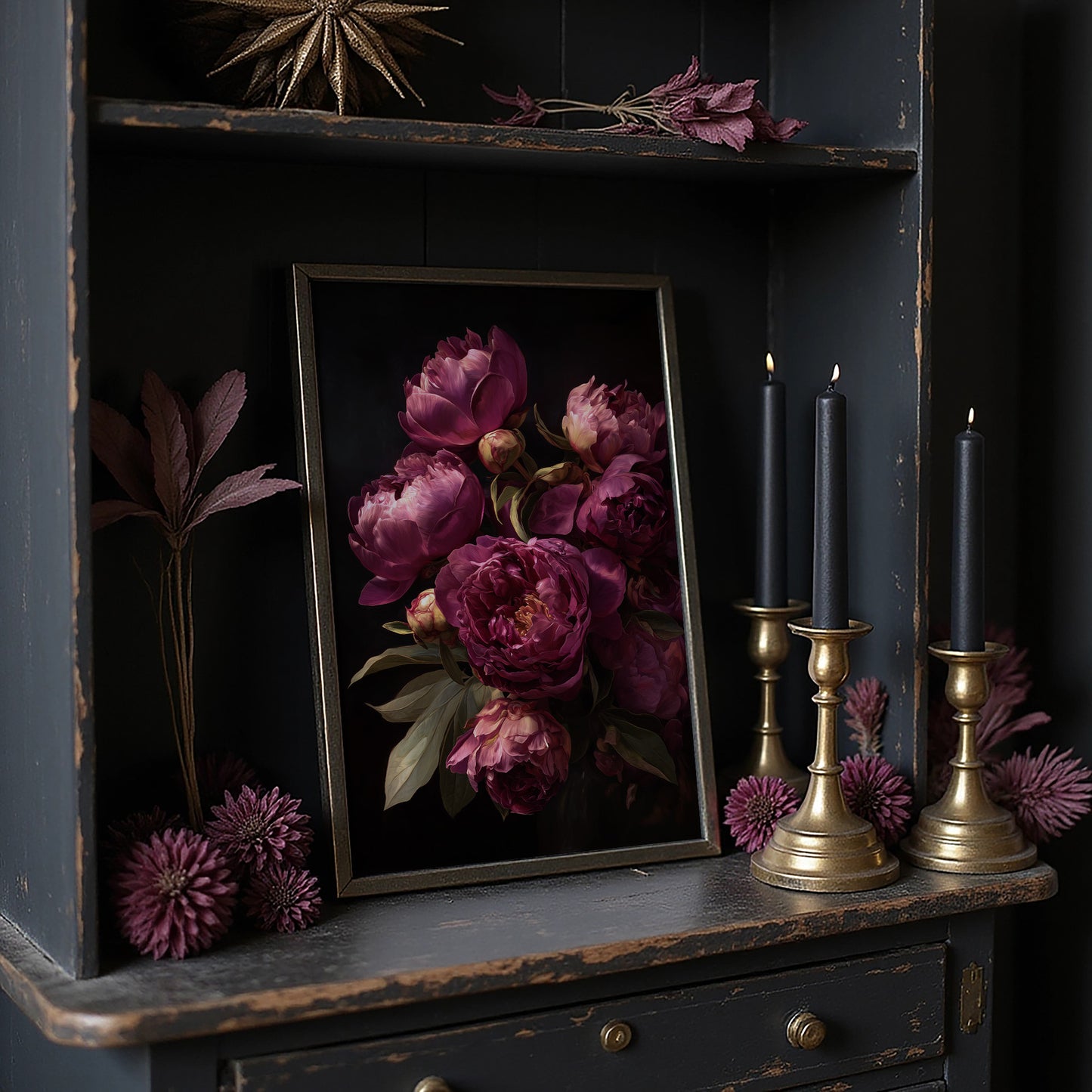 Velvet Blooms Against Midnight Walls