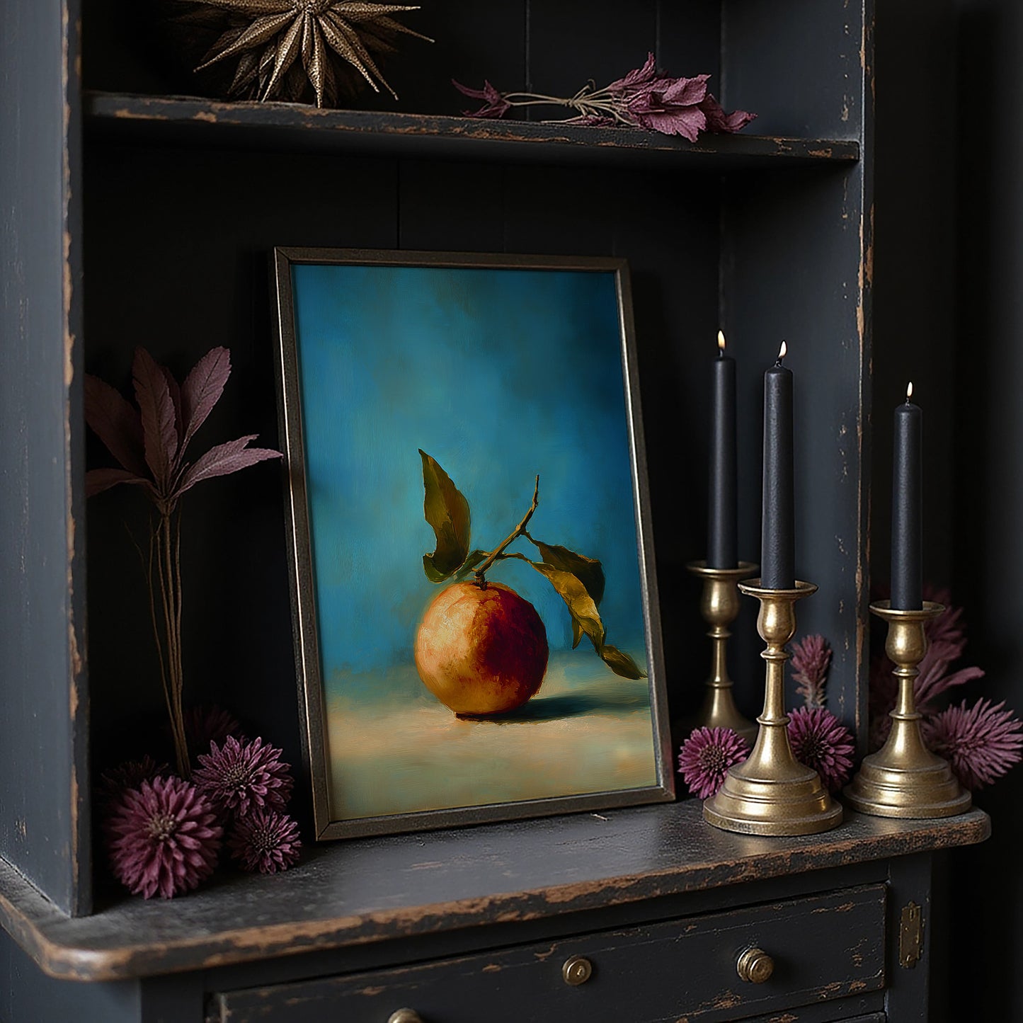 Solitary Peach Against Turquoise Sky