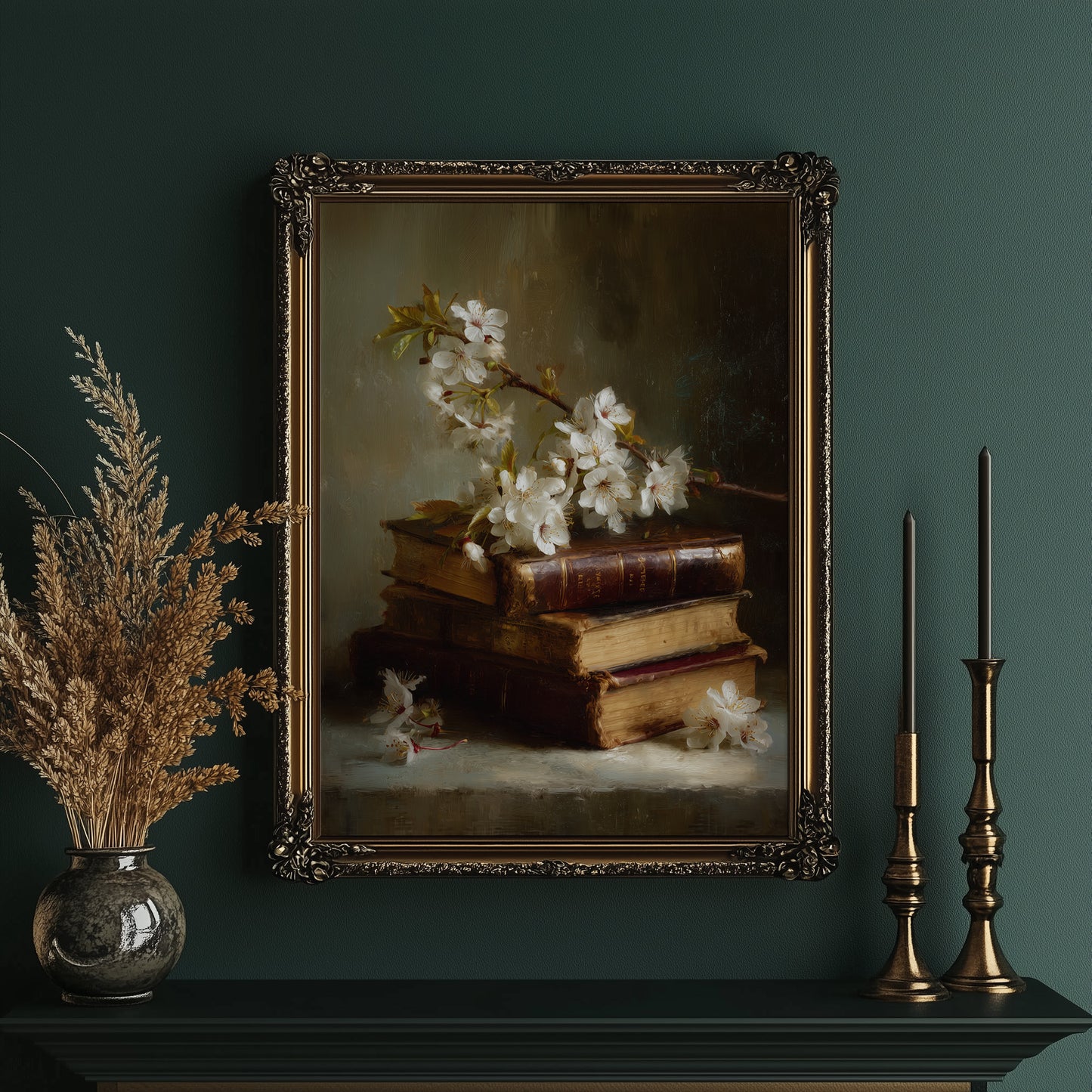 Blossoms Rest On Vintage Tomes