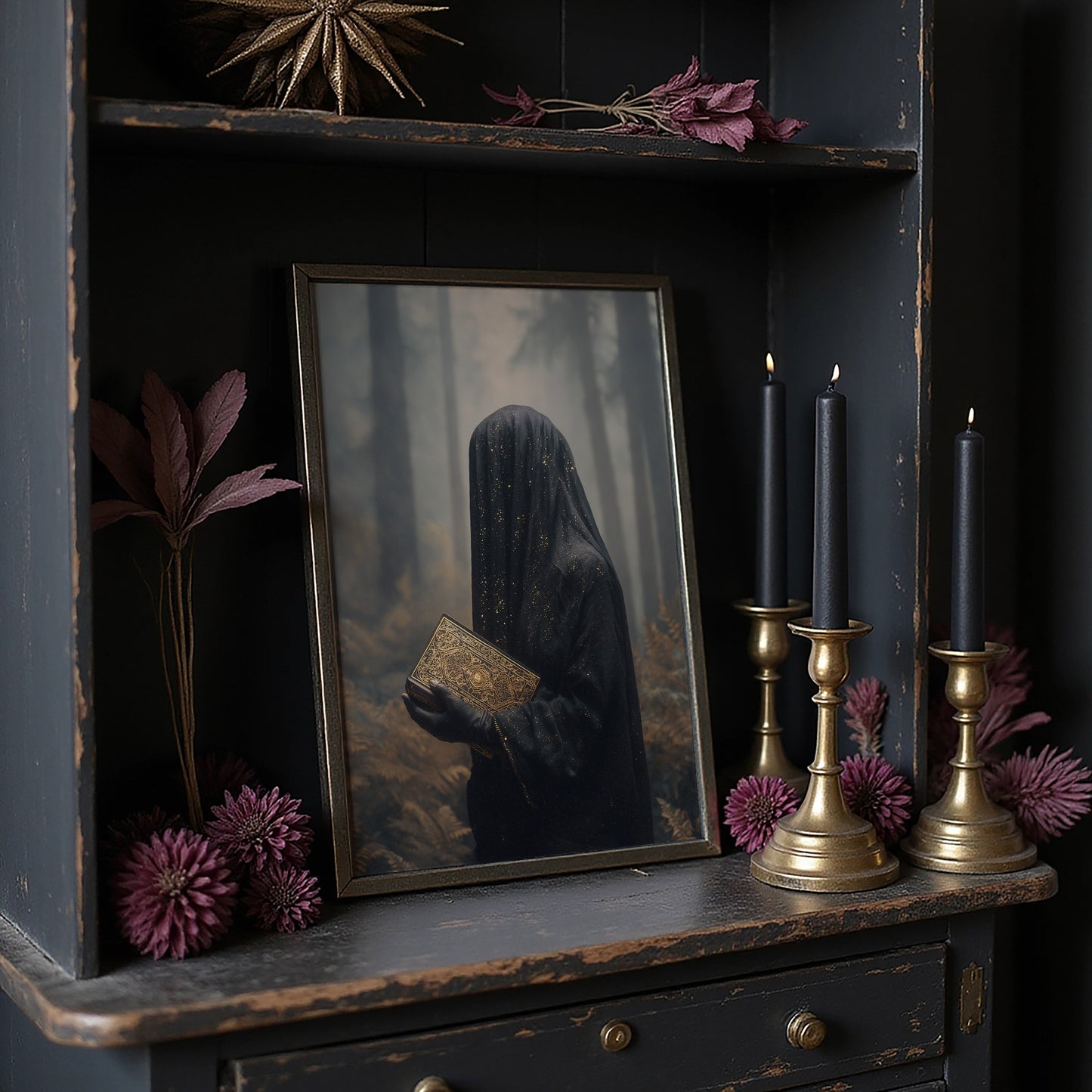 Ancient Tomes Between Forest Mists