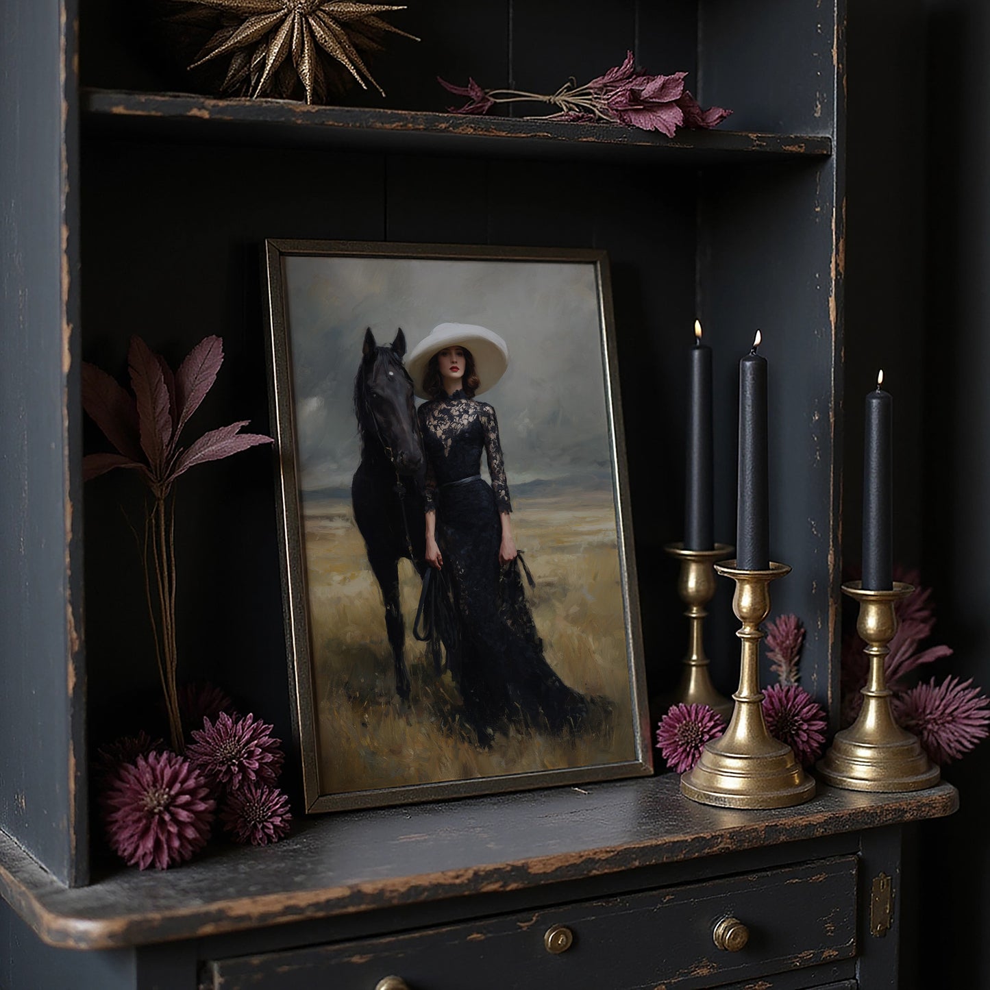 Ebony Steed Meets Golden Prairie