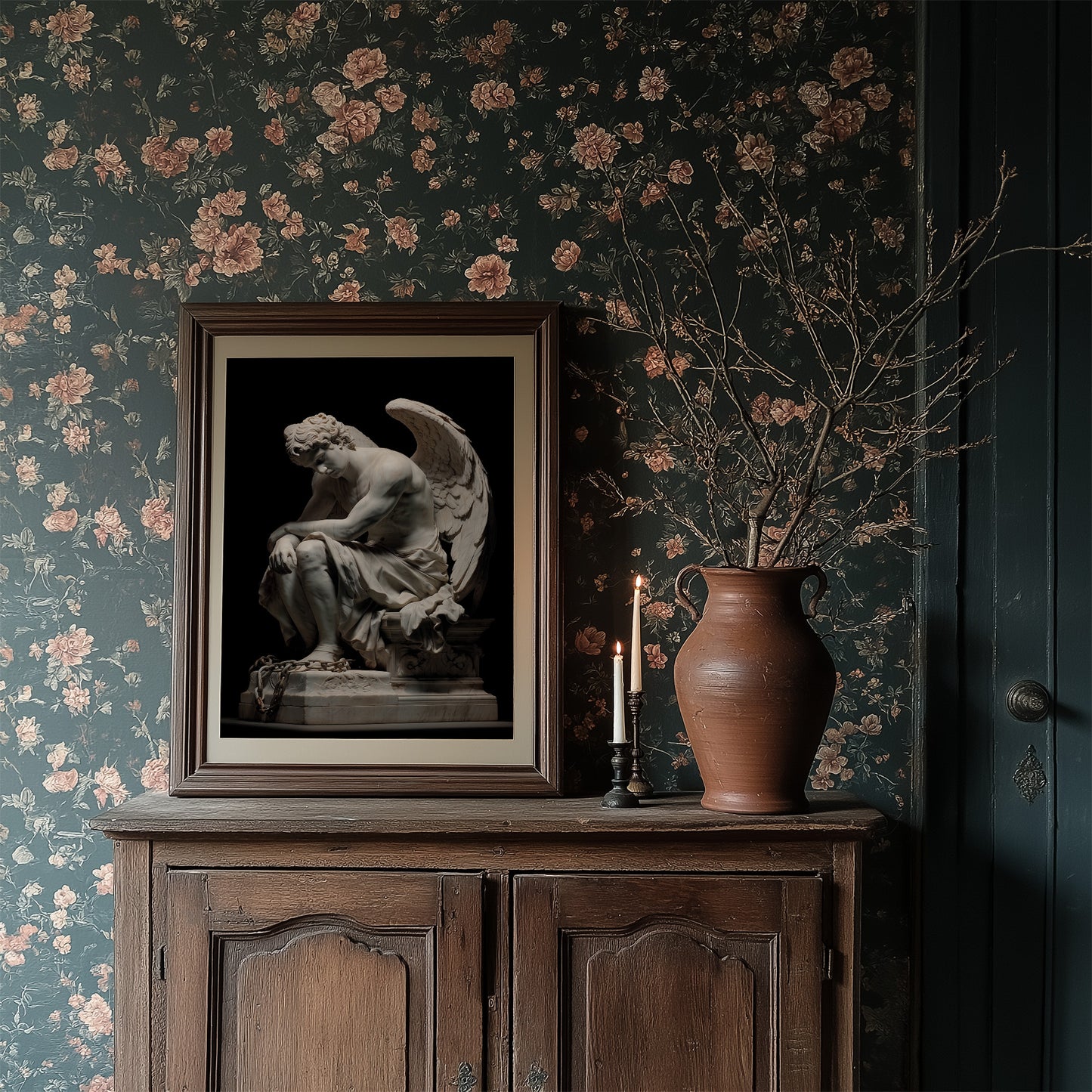 Marble Wings Against Dark Walls