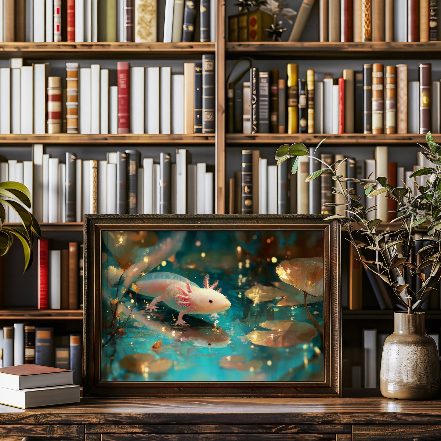 Pale Wanderer Among Turquoise Depths