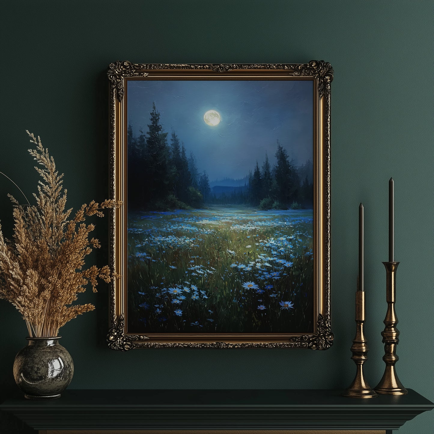 Midnight Meadow Bathes In Moonlight
