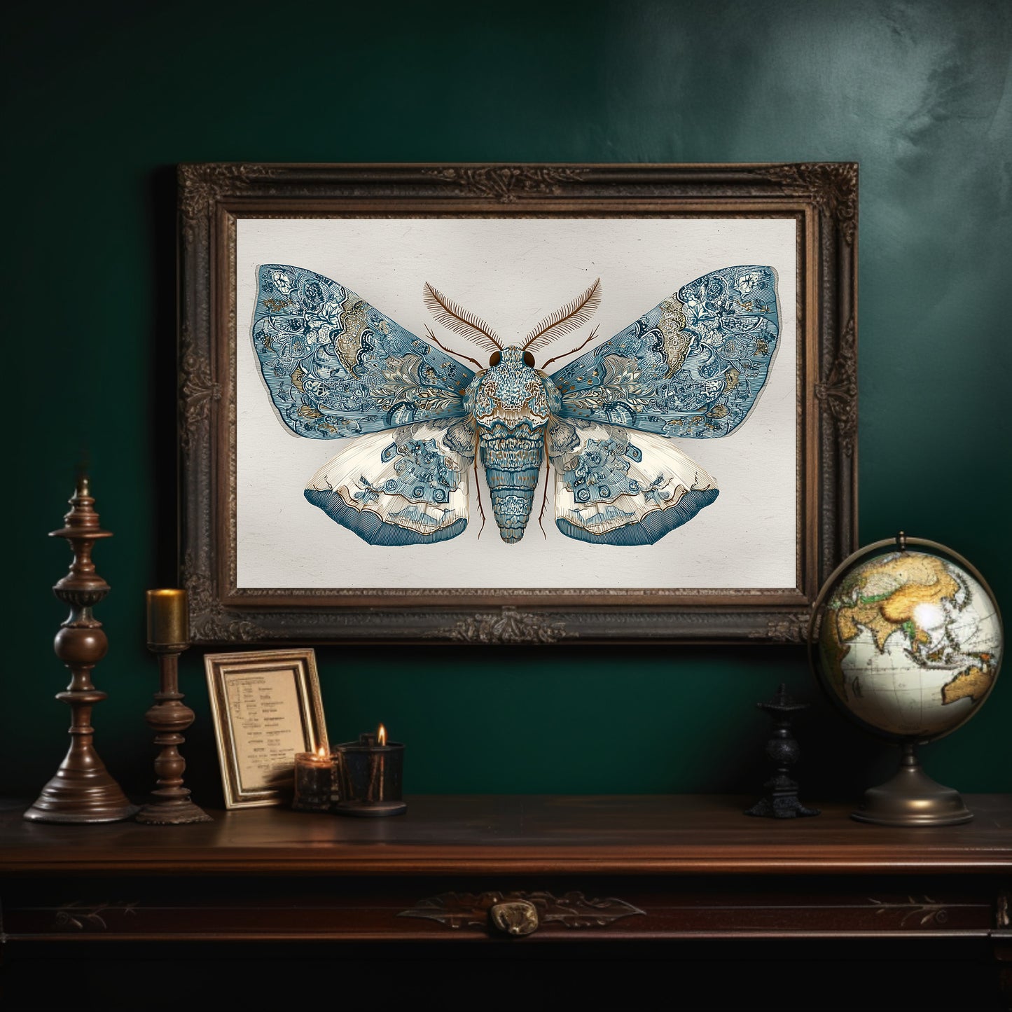 Azure Wings Among Leather Spines