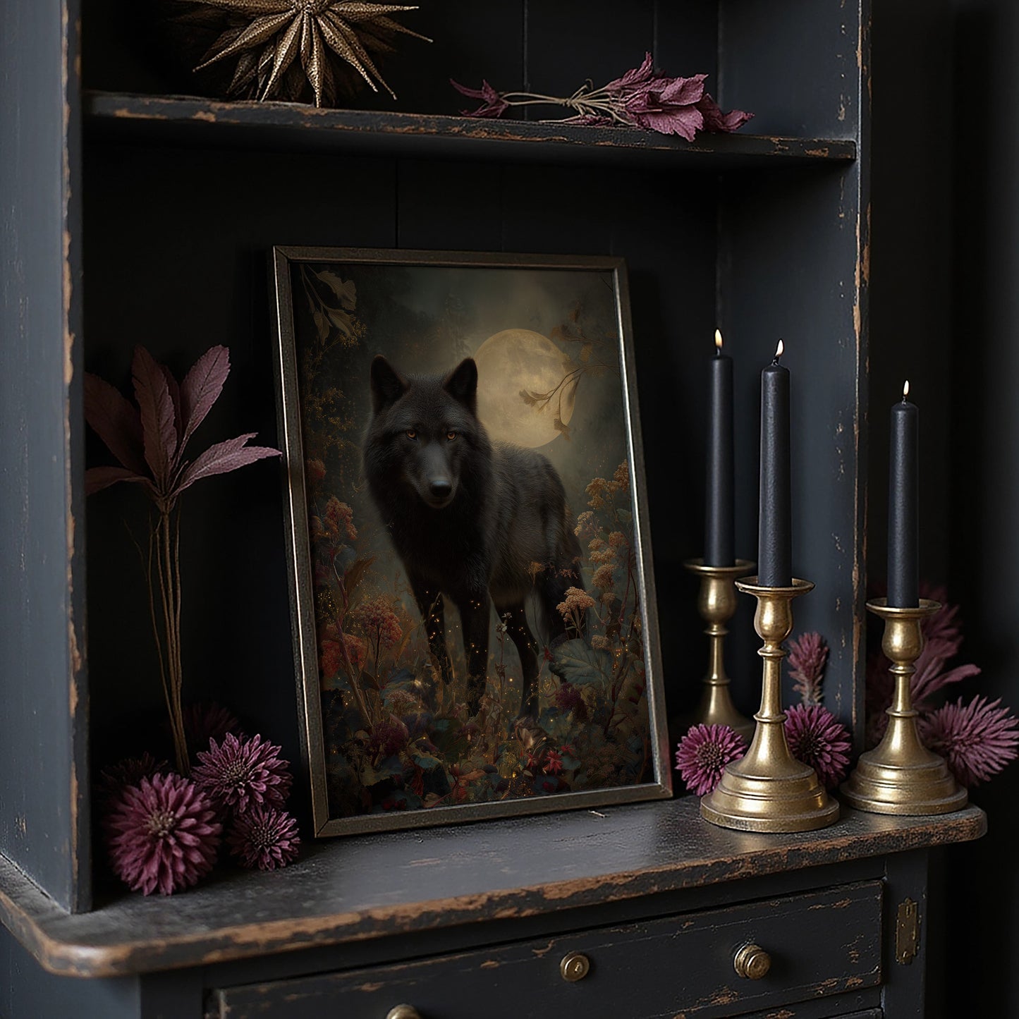 Midnight Hunter Under Autumn Moon