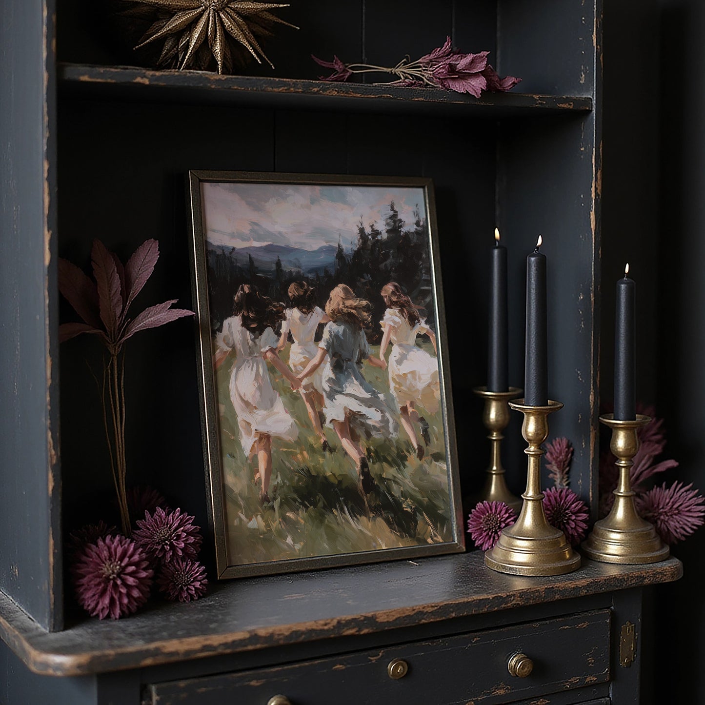 Summer Girls Rush Toward Mountains