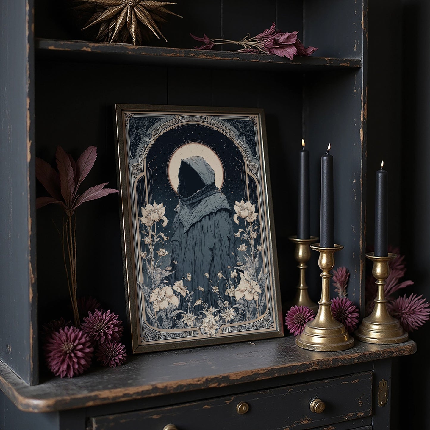 Moonlit Pilgrim Among Lotus Blossoms