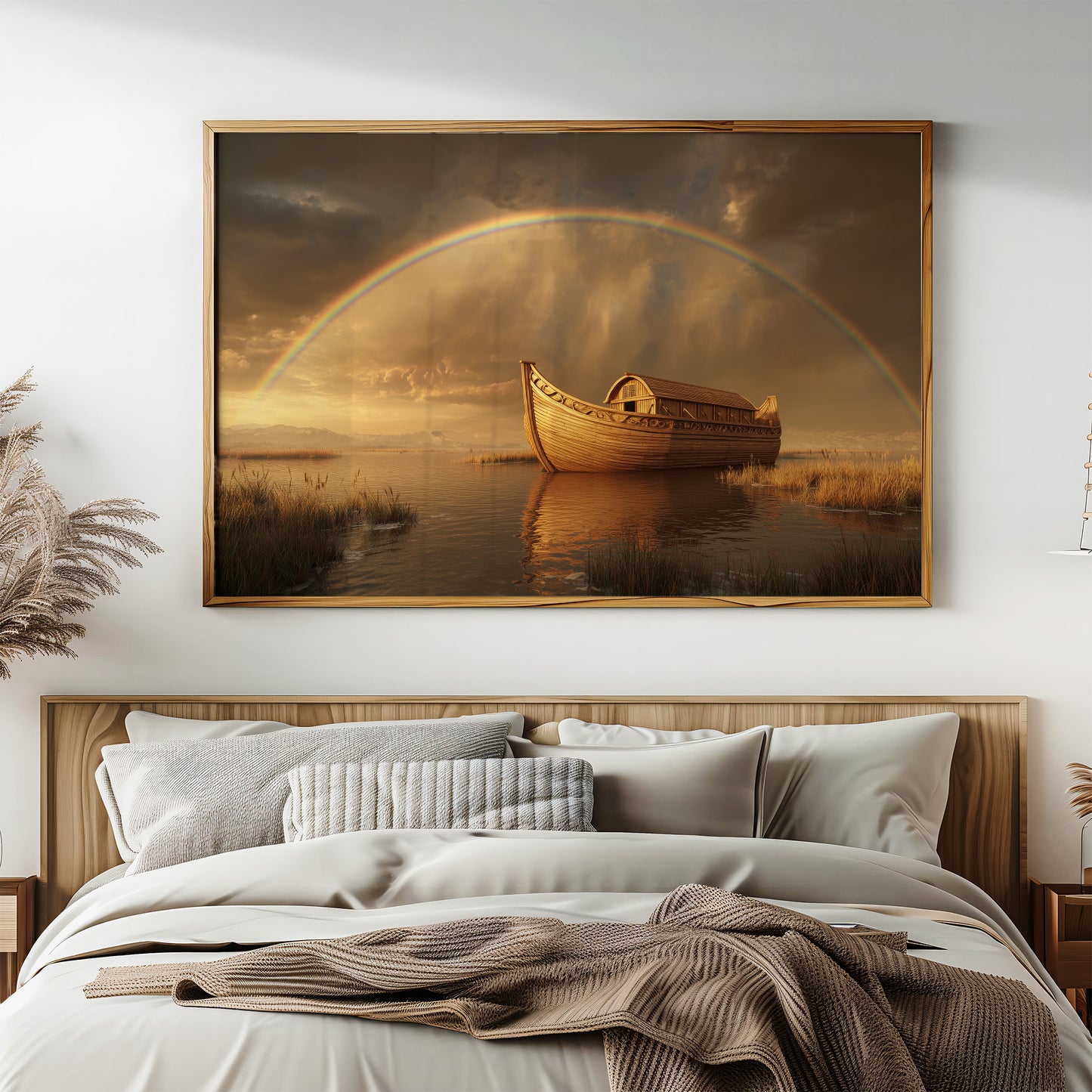Wooden Ark Beneath Rainbow Promise