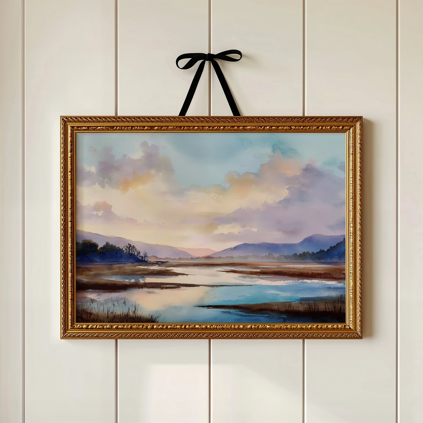 Lavender Lakes Between Distant Hills