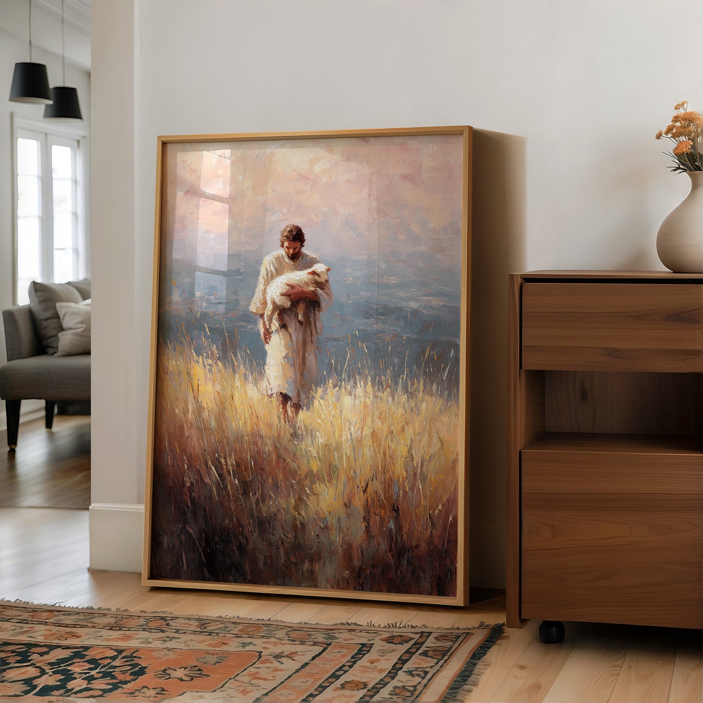 Gentle Guardian Traverses Golden Fields