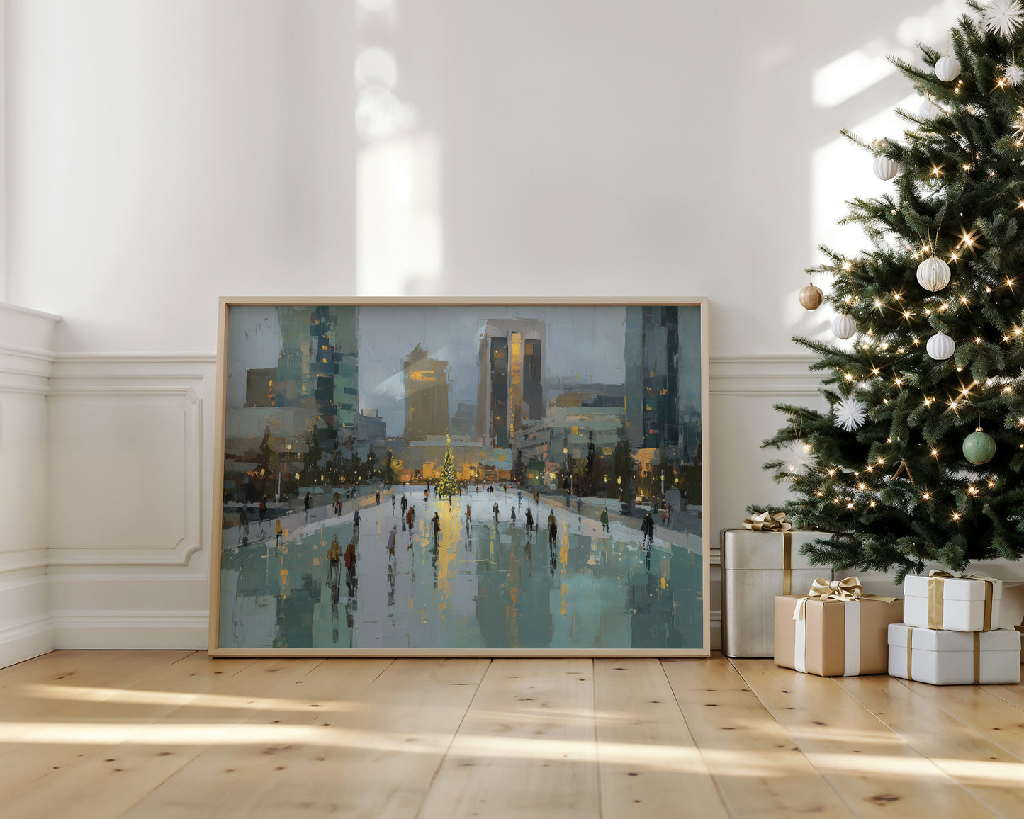 Metropolitan Frost: Holiday Skaters Beneath City Lights