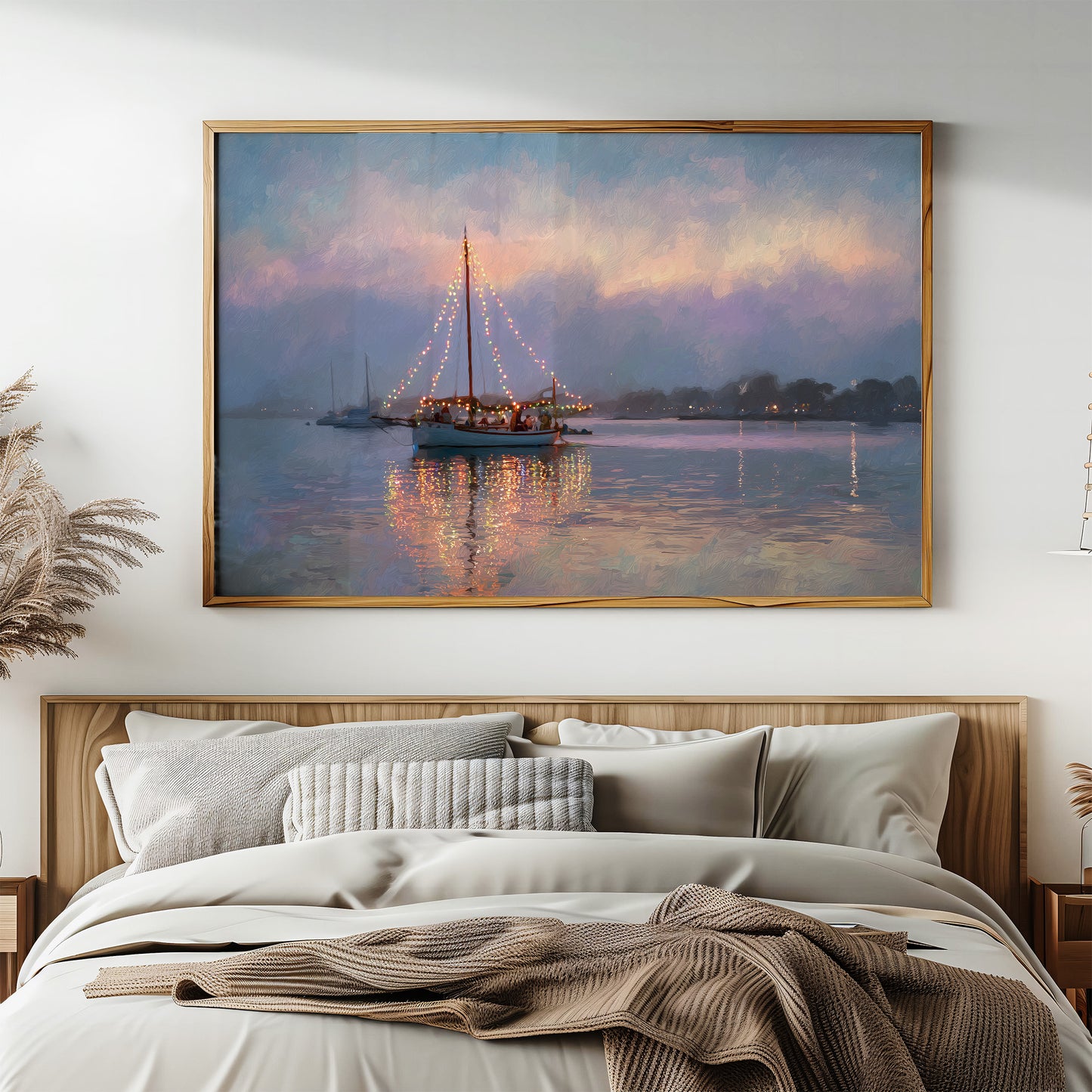 Harbor Lights Glow Against Dusk