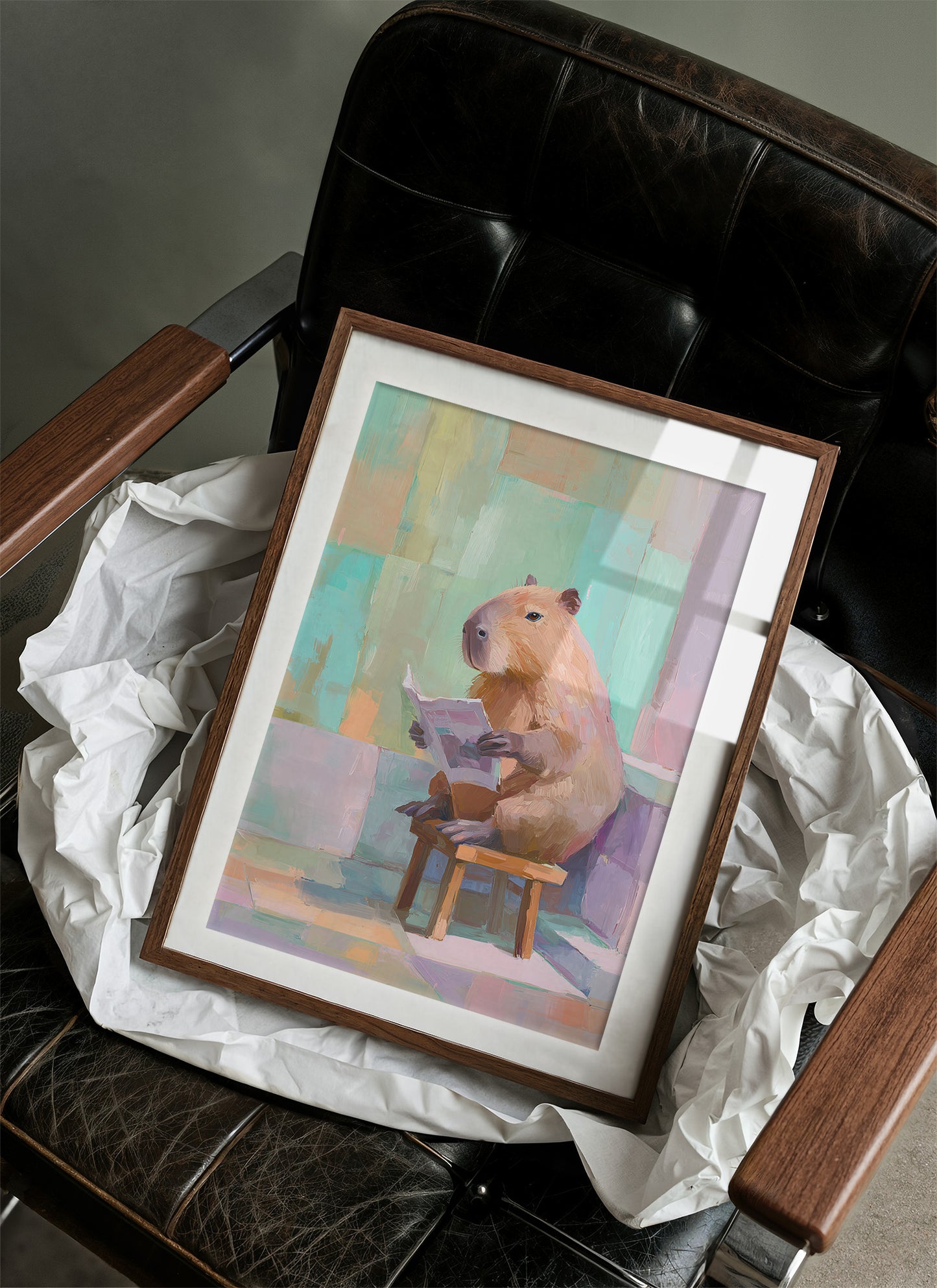 Capybara Reads the Sunday Paper