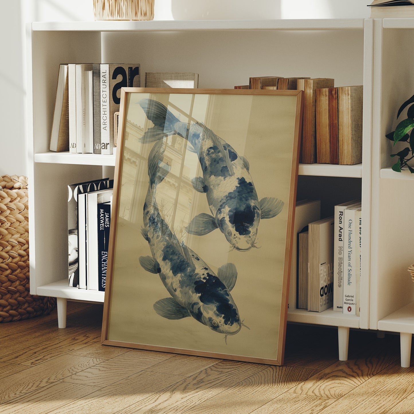 Blue Koi Dance In Golden Light