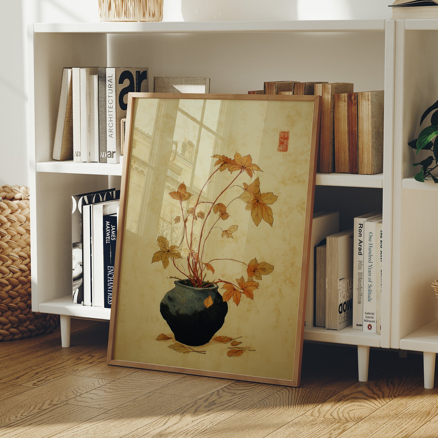 Maple Leaves Dance In Blue Pottery