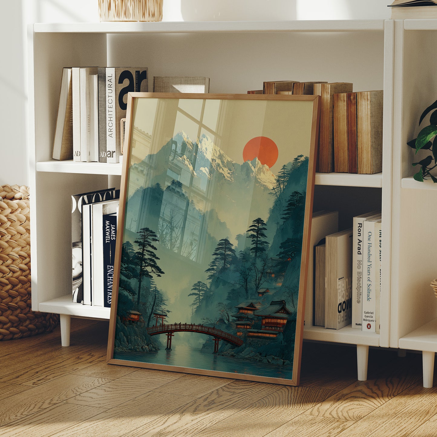 Sacred Bridge Beyond Misty Peaks