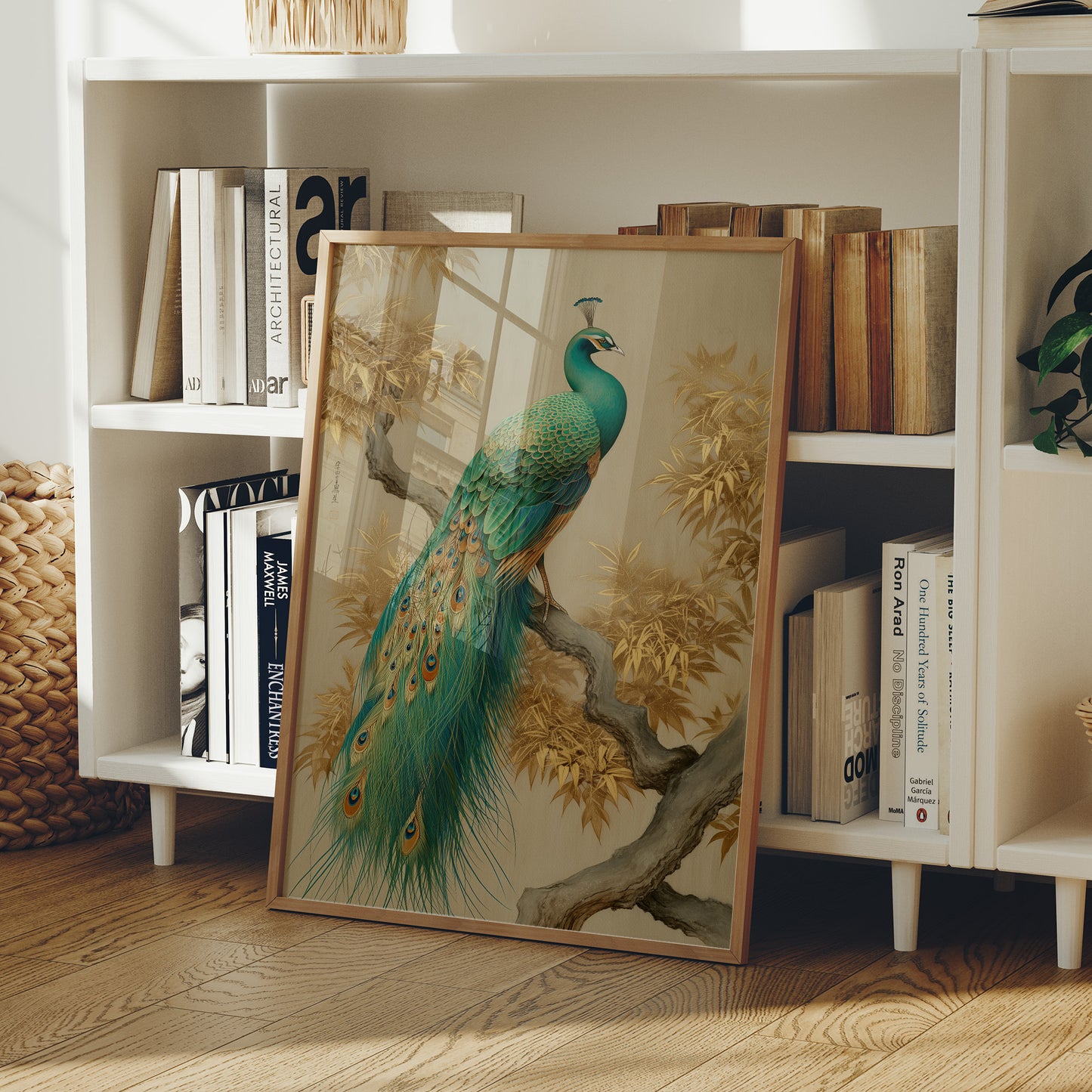 Jade Peacock Among Golden Leaves