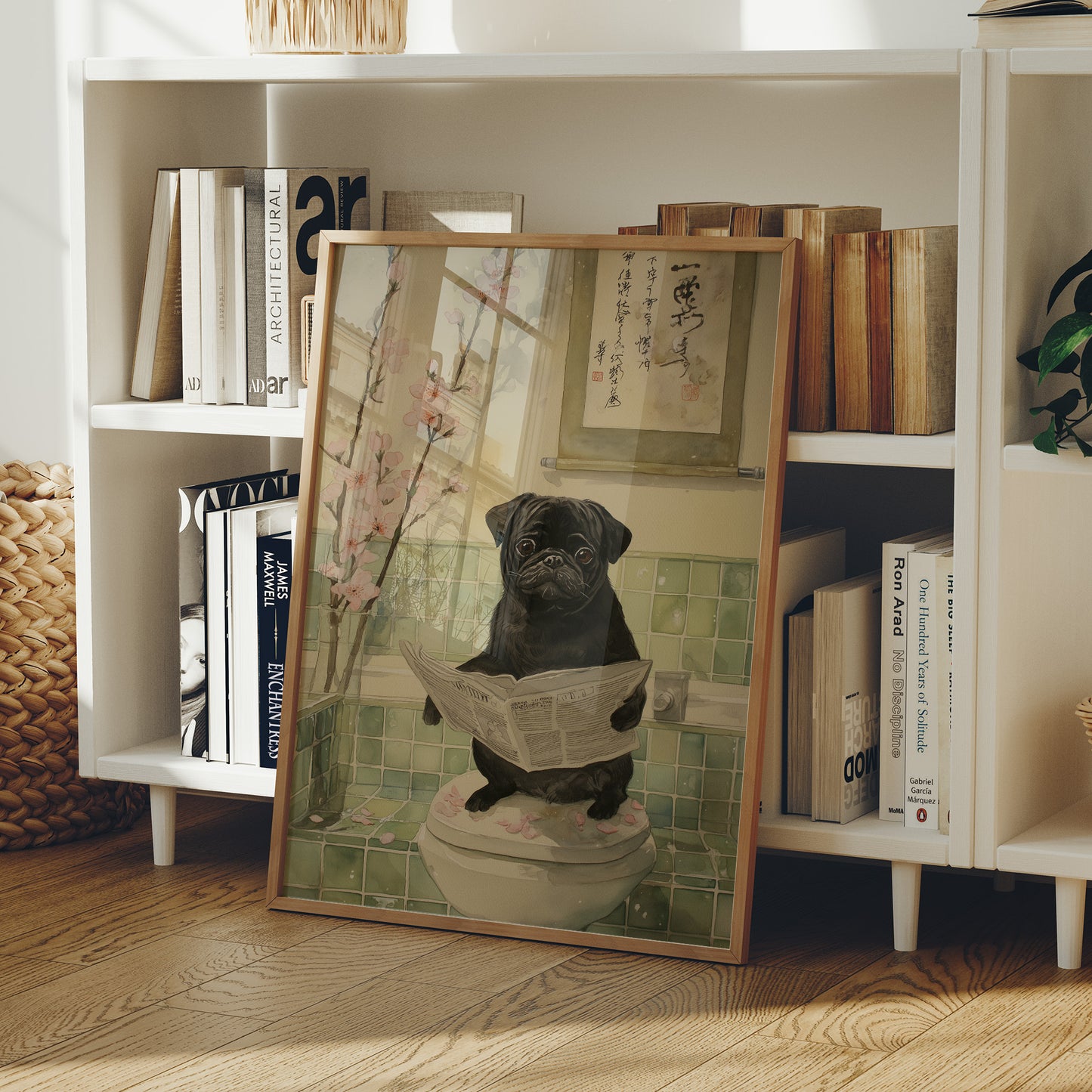 Pug's Morning News And Cherry Blossoms